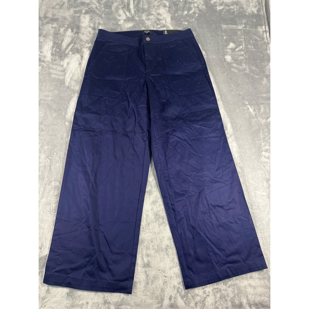 Jones New York Signature Navy Blue Wide Leg Crop Pants Size 4 NWT